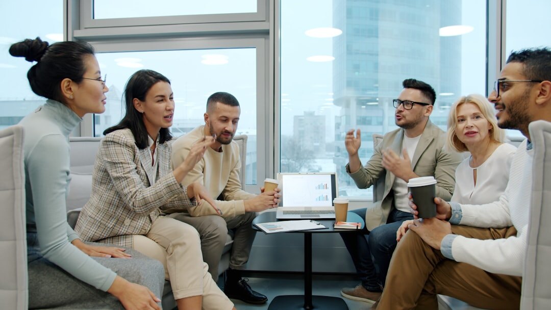 group of people discussing at event